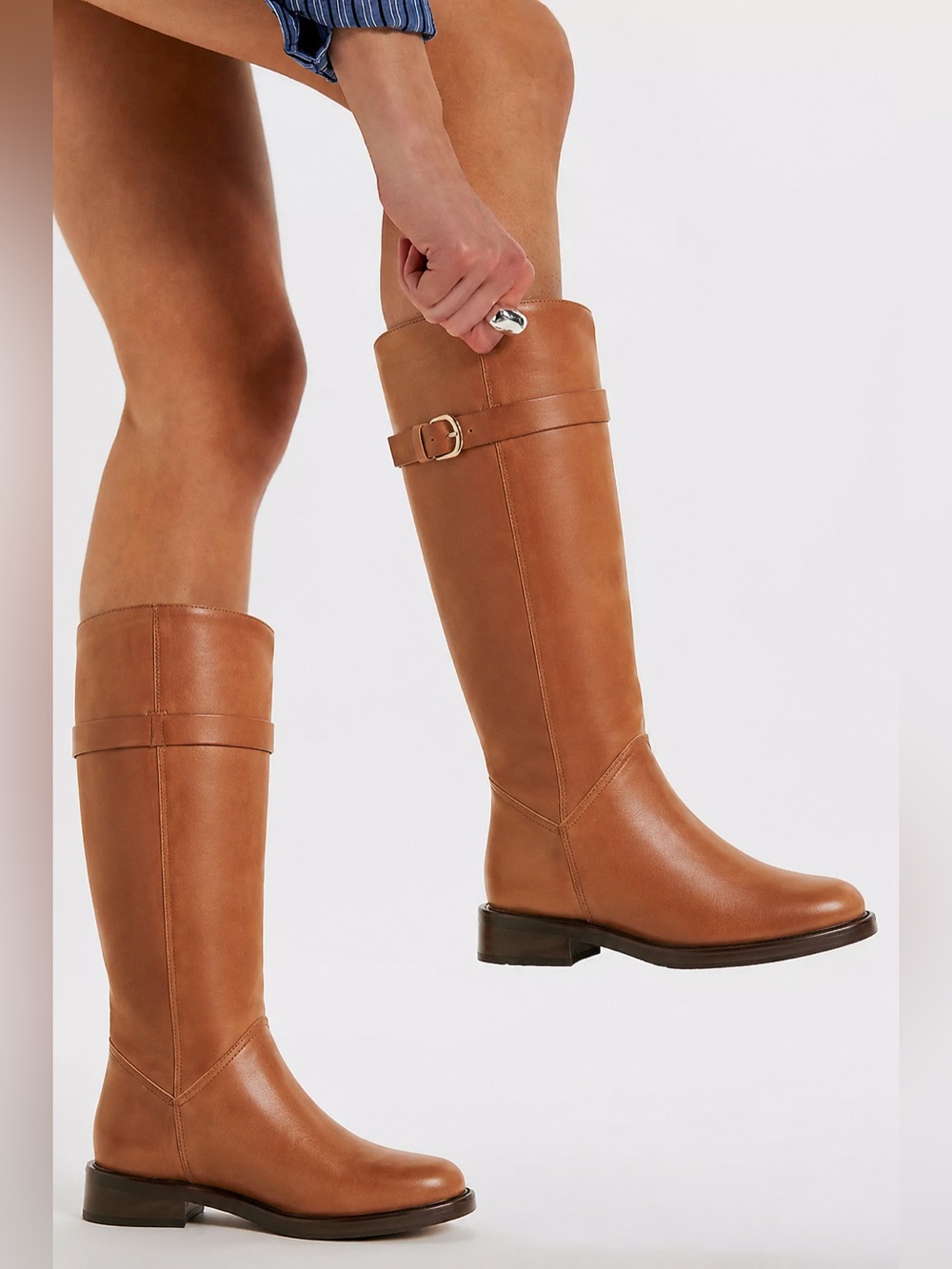 Reformation X Kacey Musgraves Franklin Knee High Riding Boots Brown Leather 7.5